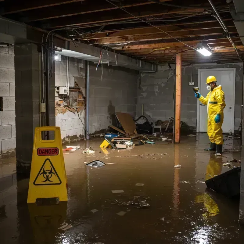 Flooded Basement Electrical Hazard in Sutton, WV Property